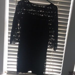 Black floral shift dress